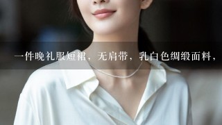 1件晚礼服短裙，无肩带，乳白色绸缎面料，紫色腰部缎带，请问穿什么颜色和款式的高跟鞋？无肩带内衣该怎么选？